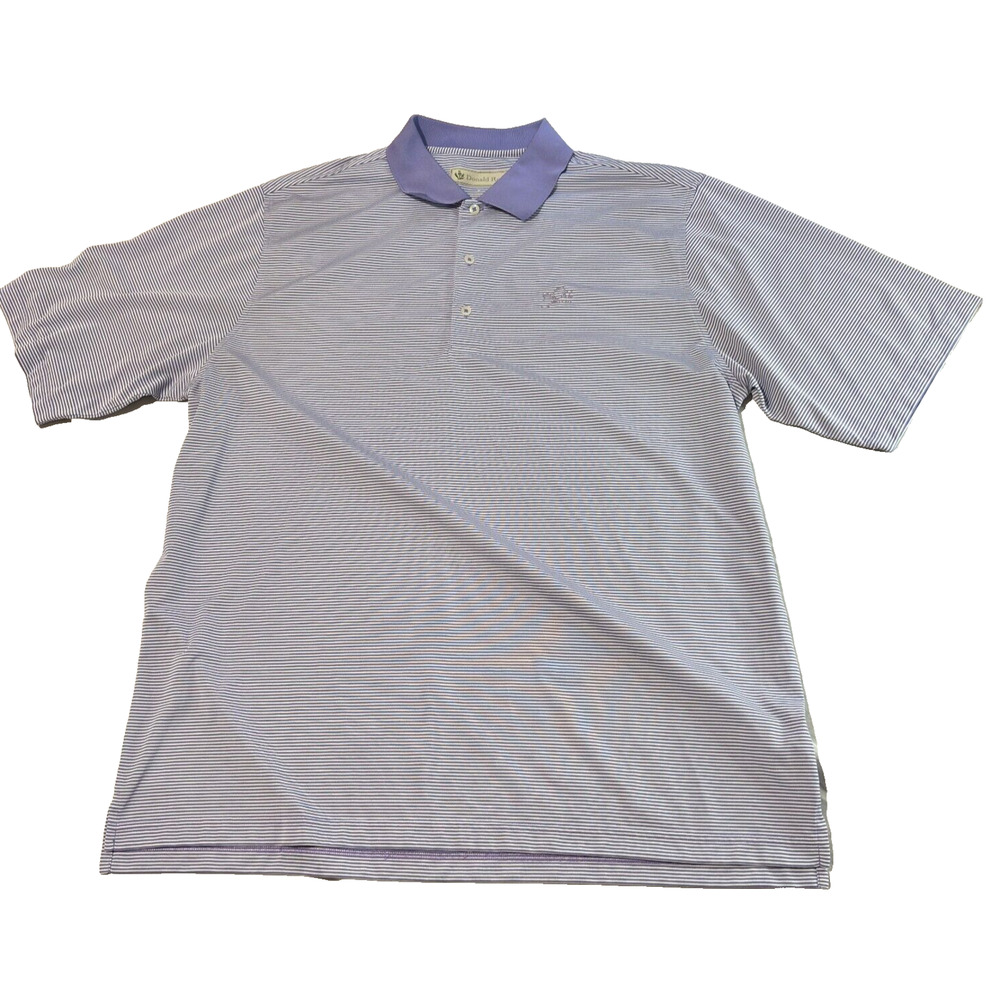 Donald Ross Golf Polo Shirt Men's XL Purple Lavender Striped Short Sleeve Poly